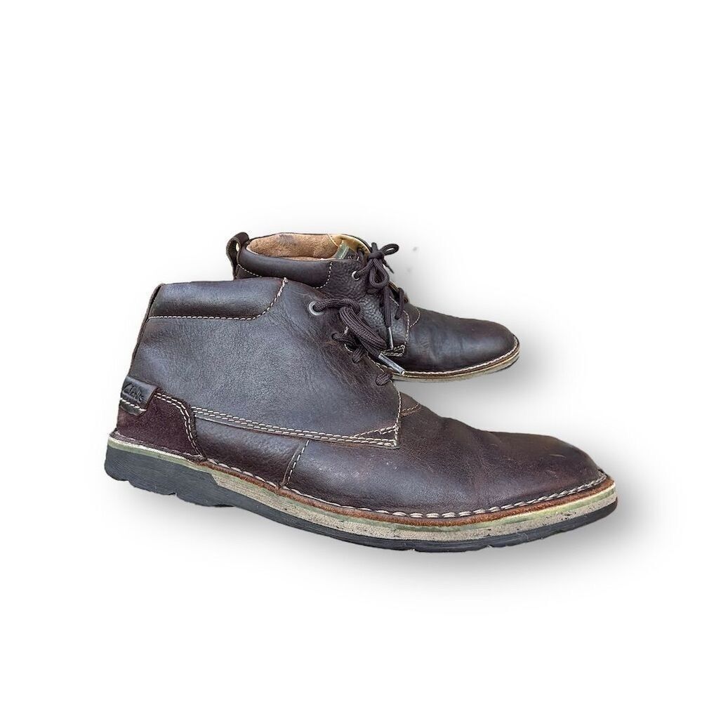 Clarks Men's Brown Leather Chukka Boots Size 10 Lace Up Comfort Business Casual - Picture 13 of 13